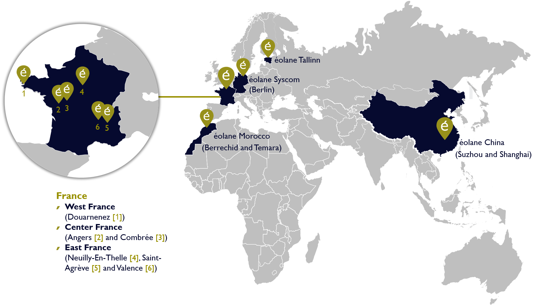 carte des implantations éolane