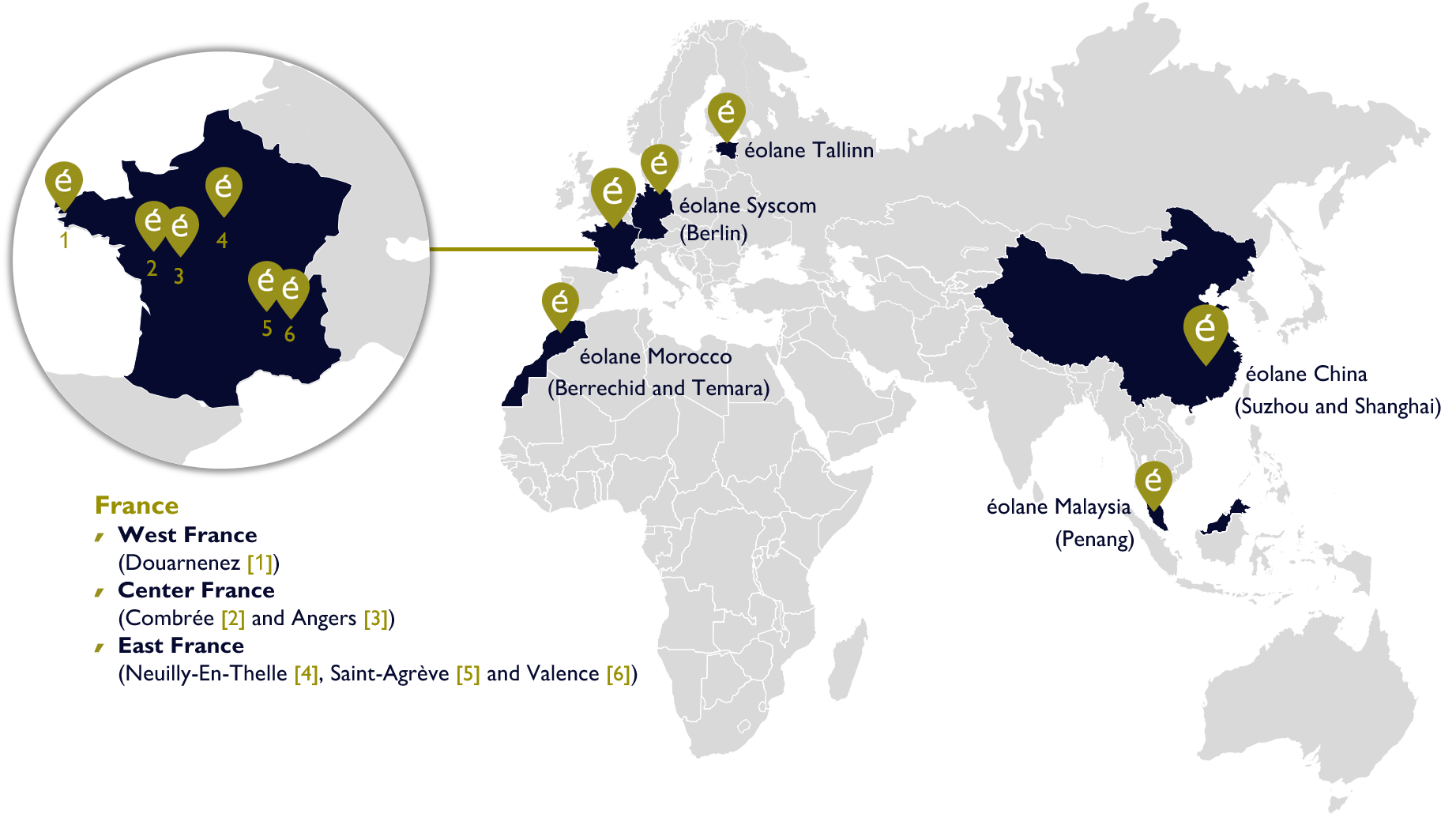 carte des implantations éolane