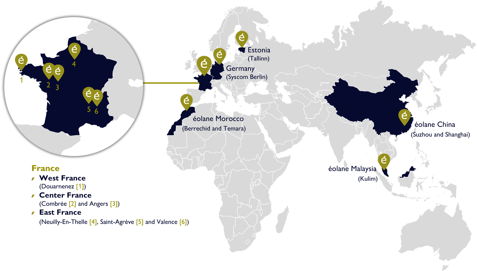 carte des implantations éolane