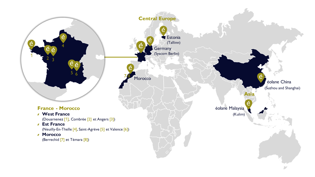 carte des implantations éolane