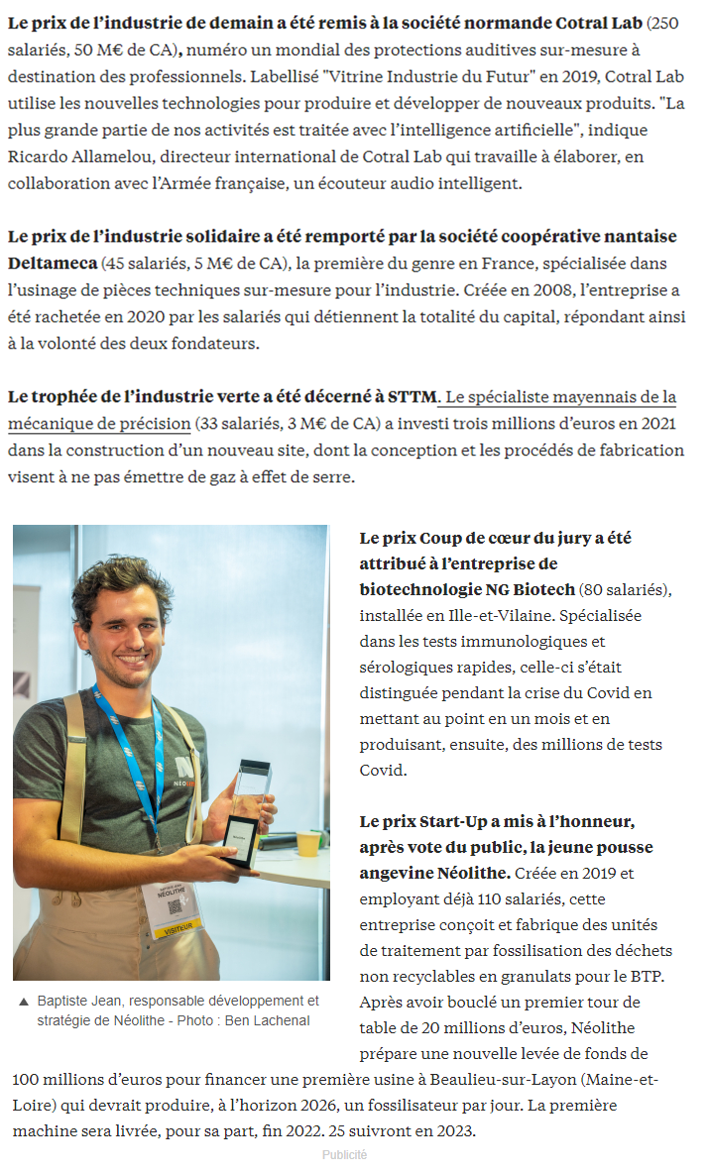 Article du Journal des Entreprises